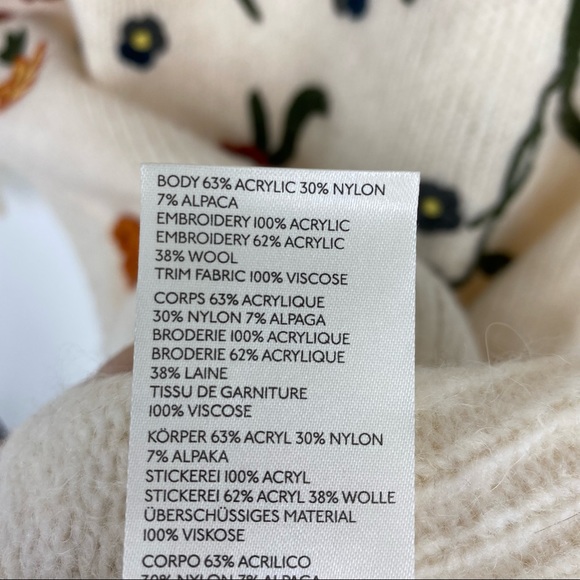 Anthropologie Floral Appliqued Sweater Tunic Dress Alpaca Blend NWT - Picture 13 of 15